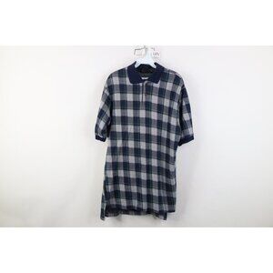 Vintage 90s Streetwear Mens Medium Faded Cotton Knit Golf Polo Shirt Plaid USA